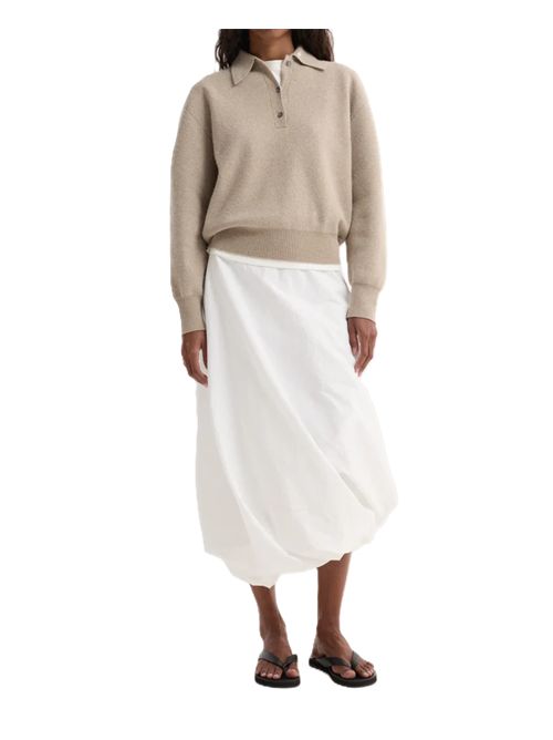 wool cashmere polo | stone melange Róhe | 819-23-302060_581 STONE MELANGE